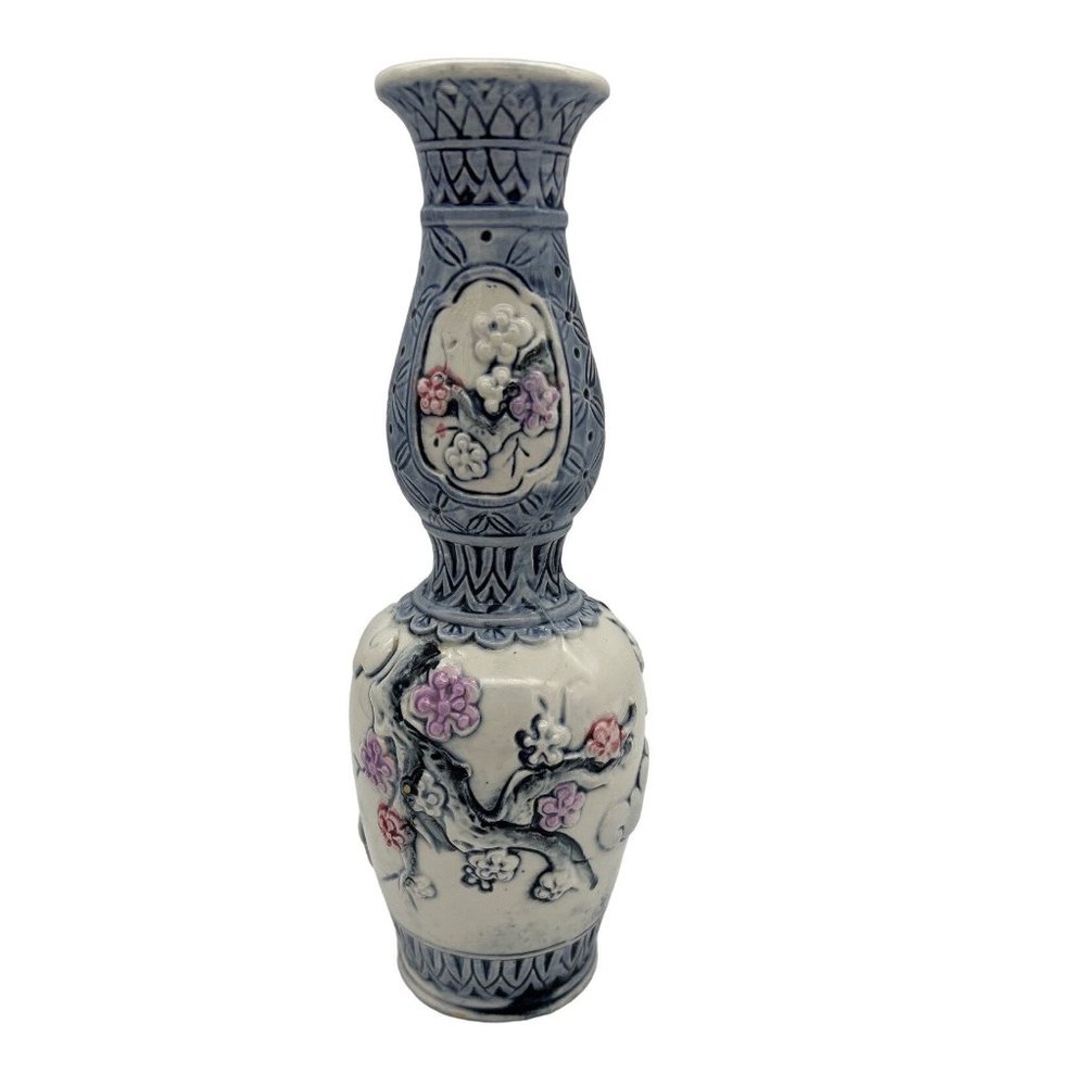 Inarco Japan Vintage White/Blue/Pink/Purple Floral Ceramic Bud Vase